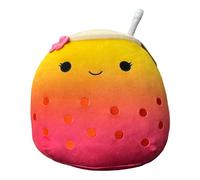 Squishmallows Offical Kellytoy -16 Inch Bergit Pink Boba Tea Soft and Squishy Plush Toy Figure - Pink, Yellow, White Closed Mouth Smile, Pink Flower. Add Bergit to Your Collection and or Squad.