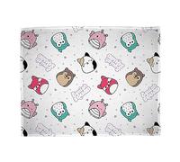 Squishmallows Official Fleece Throw Blanket | Super Soft Warm White Throw, Bright Design | Perfect For Home, Bedroom, Sleepovers & Camping | Cam Cat Fifi Fox Hans Hedgehog | Size 100 x 150cm