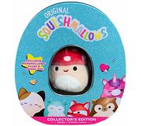 Squishmallows Official Kellytoy Collectors Tin Set with Micromallow Exclusive Pin and Trading Cads Choose Your Favorite or Collect Them All (Malcom The Mushroom)