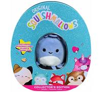 Squishmallows Official Kellytoy Collector's Tin Set with Micromallow Exclusive Pin and Trading Cads Choose Your Favorite or Collect Them All (Stacy The Squid)