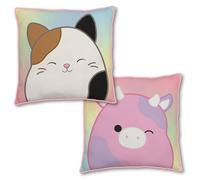 Squishmallows Official Meow Moo Design Square Cushion, Super Soft Reversible 2 Sided, Perfect For Any Bedroom, Sofa or on the Bed 40cm x 40cm