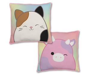 Squishmallows Official Meow Moo Design Square Cushion, Super Soft Reversible 2 Sided, Perfect For Any Bedroom, Sofa or on the Bed 40cm x 40cm