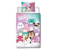 Squishmallows Officially Licensed Bright Design Single Duvet Cover Set | Reversible 2 Sided Squish Squad Bedding Including Matching Pillow Case | Perfect For Kids Bedroom | Polycotton