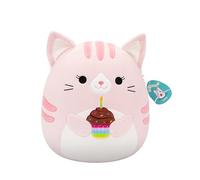 Squishmallows Original 14in Laura The Pink Tabby Cat Holding Birthday Cupcake - Official Jazwares Plush (Large)