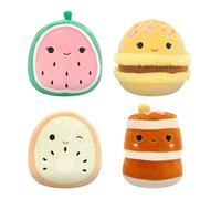 Squishmallows Original 5-Inch Food 4-Pack - Kachina Kiwi, Rayen Pancakes, Visconti Lemon Macaron, Wanda Watermelon