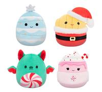 Squishmallows Original 5-Inch Holiday 4-Pack - Ethel Hot Chocolate, Floyd French Fries, Keiko Blue Christmas Tree, Ricardo Peppermint Bat - Official Jazwares Plush