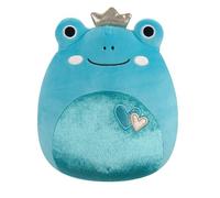 Squishmallows Original 7.5-Inch Ludwig the Teal Frog With Hearts and Crown Valentines Plush