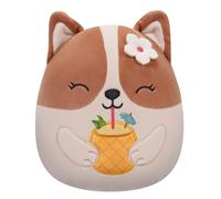 Squishmallows Original 7.5-Inch - Regina the Brown and White Corgi with Pineapple Drink and Flower