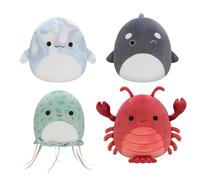Squishmallows Original 7-Inch Sealife Box Set - Forina Green Spotted Jellyfish, Kai Orca Whale, Laslow Blue Marbled Beluga, Lorono Red Lobster - Official Jazwares Plush (Little)