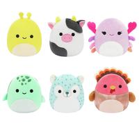 Micromallows Squishmallows Original 6-Pack - Cailey Crab, Cole Turtle, Connor Cow, Gavi Turkey, Hasani Hedgehog, Zarina Banana Slug