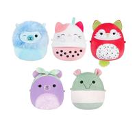 Squishmallows Original Micromallows Plush 5-Pack - Lavender Bear, Dragonfruit Fox, Calico Cat Boba Tea, Tapir, Alpaca