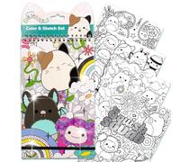 Squishmallows Original Sketch and Colors Set, 15 Page Sketchbook, Color Sketch and Sketch Pad, Kids Drawing Pad, Kids Coloring Books