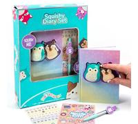 SQUISHMALLOWS Original Squishy Diary Set, Includes 5 x 7 Diary, 60 Sheets, Kawaii Stickers, Pen, Fun Journaling Kit & Sketchbook for Kids, School Supplies, Journal for Girls