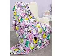Squishmallows Officially Licensed Fleece Throw Blanket | Super Soft Warm Purple Throw, Playful Design | Perfect For Home, Bedroom, Sleepovers & Camping | Size 100 x 150cm