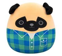 Squishmallows Plush Figure Brown Pug in Green and Blue Flannel Shirt Prince 30 c