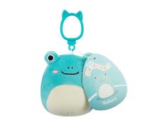 Squishmallows Robert the Aqua Frog Plush Clip-On, 8.9 cm, Wildlife Squad Collection