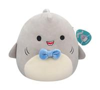 Squishmallows SQCR05379 7.5-Inch-Gordon The Grey Shark with Blue Bowtie, Multicolour