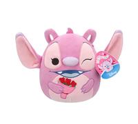 Squishmallows SQDI01883 Disney Valentine's Stitch Angel with Bouquet 20 cm Official Jazwares Plush Super Soft Cuddly Toy
