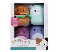 Micromallows SQMM0066-4-Pack Super Soft Mini Squishmallows 6.5cm Plush Figures - including Cheeseburger, Marmot, Yeti and Turtle