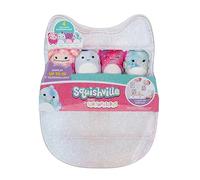 Squishmallows Squishville by Original Play and Display Storage - Four 2-Inch Plush Included - Big Foot, Axolotl, Parrot, Chameleon - Hang or Stand Display Case - Amazon Exclusive