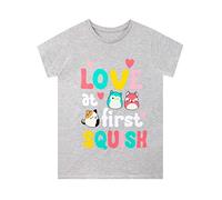 Squishmallows T-Shirt Girls Short Sleeve Squish Tee for Kids Grey 10-11 Years