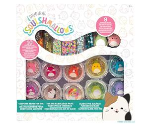 Squishmallows Ultimate Slime Mix'Ins, 10-Pack, Glitter & Cloud Slime, 8 Fun Add Ins, Pre-Made for Kids, Crunchy, Bulk, Great 6 Year Old Toys, Super Soft Sludge Toy
