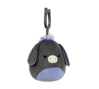 Squishmallows Wildlife Squad Donkey Clip-On, 8.9 cm, Charcoal and Periwinkle Plush, Collectible