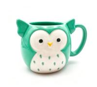 Squishmallows Winston 3D Mug 350ml - Official Green Ceramic Coffee Mug with Cute Owl Design, Durable & Easy to Hold