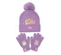 Squishmallows Winter Hat & Gloves Set - Beanie with Pom-Pom & Knit Gloves - Squish Squad Design - Soft & Cosy 100% Acrylic - Official Merchandise for Girls