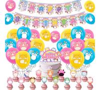 Squishmalow Birthday Party Decorations, 35PCS Party Decorations Happy Birthday Banner Balloons Cake Topper Cupcake Toppers Spiral for Kids Girls Boys Theme Birthday Decoration Supplies