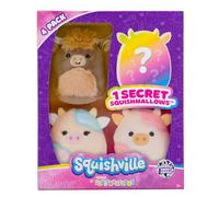 Squishville Age 3+ by Original Squishmallows Cow Squad Plush - Four 2-Inch Squishmallows Plush Including Reshma, Candess, Calton, and 1 Surprise - Toys for Kids