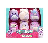 Squishville by Original Squishmallows Purple Pals Squad Plush - Six 2-Inch Squishmallows Plush Including Bashira, Mollie, Carlota, Patrick, Rida, and Jazzy - Toys for Kids