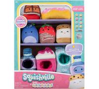 Squishville by Original Squishmallows Snack Machine Accessory Pack - Four 2-inch Squishmallows Plush Including Bluby, Kaoko, Scarlett, and Paulton and Four Plush Costumes - Toys for Kids