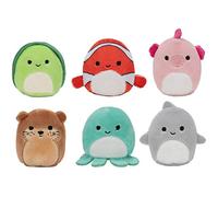 Squishville by Squishmallow Mini Plush Sealife Squad, Six 2” Sea Animals, Irresistebly soft Colorful Plush, Mini Shark, Otter, and Seahorse
