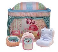 Squishville SQM0211 Deluxe Day Spa Playscene-Include 2-Inch Duchess The Pink Deer, Towel Wrap, Face Mask, Basin & Lounge Chair-Toys for Kids, Multi, Play Scene