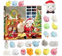 Squishy Advent Calendar 2025, 24 Days Christmas Mochi Squishmallow Countdown,Christma Surprises Relief Stress Gift Including Santa Claus for Boys and Girls, Non-Toxic, Reusable