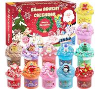 Squishy Advent Calendar 2026, Slime Advent Calendar 24-Day Christmas Countdown, Textured & Fluffy Slime Kit, Sensory Christmas Toys, Party Gifts for Boys & Girls Ages 3-12 (Red)