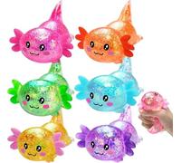 Squishy Axolotl Stress Balls,Sensory Axolotls Fidget Toys for Adults,Cute Malt Sugar Animal Stress Relief Axolotls Toys, Gift for Fathers Day, Anxiety Relief Squishy (Axolotl, 1PCS Random Color)