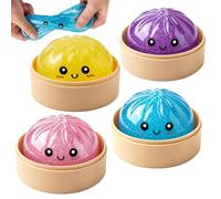 Squishy Bao Dumpling, 4 Pcs Giant Mystery Dumplings Toys, Glitter Dumpling Squishies Sensory Fidget Toys for Anxiety Relief, Cute Squishies Dumplings Stress Balls for Adults Kids