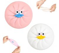 Squishy Bao Dumpling Stress Ball, Jumbo Squishies with Fun Face, 2 Pcs Giant Squishy Fidget Toys for Kids & Adults, Sensory Squeezy Toys Rapid Rebound for Autism Anxiety Stress Relief