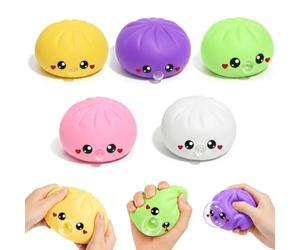 Squishy Bao Dumpling Toys, 5Pcs Mini Dumpling Squishies Set, Cute Steamer Bun Design Fidget Sensory Toys Anxiety Relief, Squeeze Toys for Adults Kids
