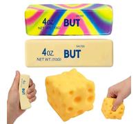 Squishy Butter Sensory Fidgets, 3 Pcs Butter and Cheese Shaped Squishies for Stress Relief, Cute Slow Rising Squishy Fidget for Office and Classroom Use, Ideal for Party Gifts