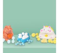 SQUISHY CAPYBARA, HAMSTER & PAW PRINT SUPER SET OF 3 SCRUNCHEMS (COLOURS VARY)