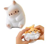 Squishy Cat Toy, Cute Cat Squeeze Toys for Kids and Adults, Stress Relief Focus Home Office Decoration,Fidgets for Christmas Halloween Children's Day Socks Gift Stuff (Yellow)