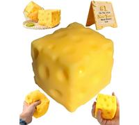 Squishy Cheese Block - Yellow, Moldable Fidget Toy with Squeeze Feature, Ideal for Play and Relaxation Enhanced Hands-On Pretend Tool Kit, Extra Large Cheese Squishy Toy (6 cm/2.36 in)