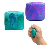 Squishy Cube Fidget Toy, 2 Pack Stress Relief Cubes with Unique Tactile Feedback, Green and Blue Squishy Cubes for Anxiety Management, 3x3x3 cm TPR Material