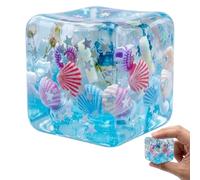 Squishy Cube, Ice Cube Squishy, 4.5 cm Cube Squishy Stress Relief for Office and Classroom, Elegant decorations for Mood Management, Portable Sensory Experience Tool, Blue Shell Design