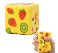 Squishy Cube, Nice Cube, Fruit Squishy, Ice Cube Squishy, Fruit Pattern Sensory Tool for Focus Enhancement and Stress Relief, Hand Exercise Tool for Office Desk Use, 8cm Cube Size