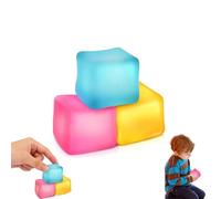 Squishy Cubes Squeeze Toys,4ps/3pcs Soft Silicone Stress Ball,Night light Toys,Ice Cube Fidget Toy, Sensory Fidget Toys, Stress Cube for Anxiety Relief for Kids & Adults (3ps)
