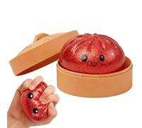 Squishy Dumpling Stress Balls Fidget Sensory Toy, Squeeze Dough Ball Stress Relief Hand Squishy Toy with Food Steamer Stretchy Desk Toys